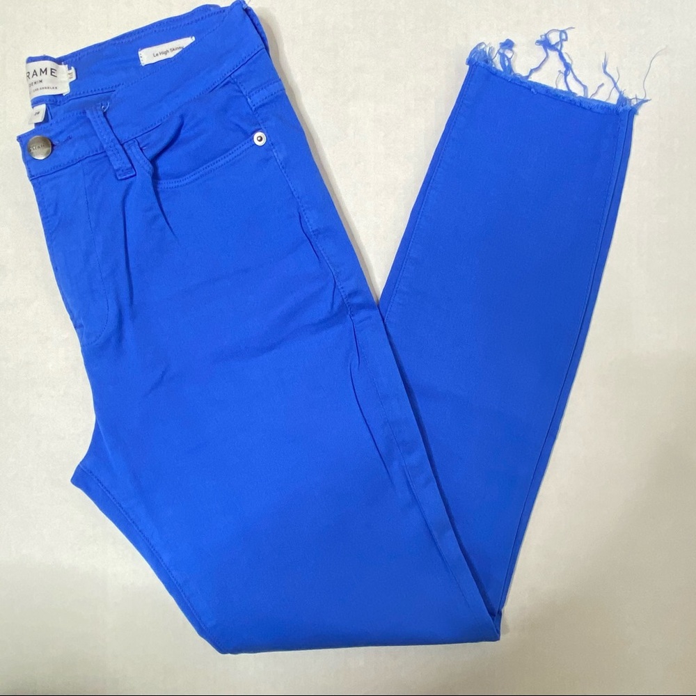 FRAME Blue Le High Skinny Jeans with frayed bottom hem Size 29